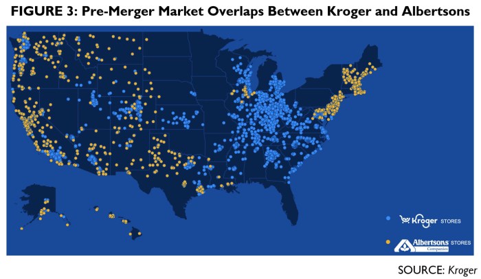 Analisis dampak merger Kroger dan Albertsons terhadap persaingan di industri ritel makanan.